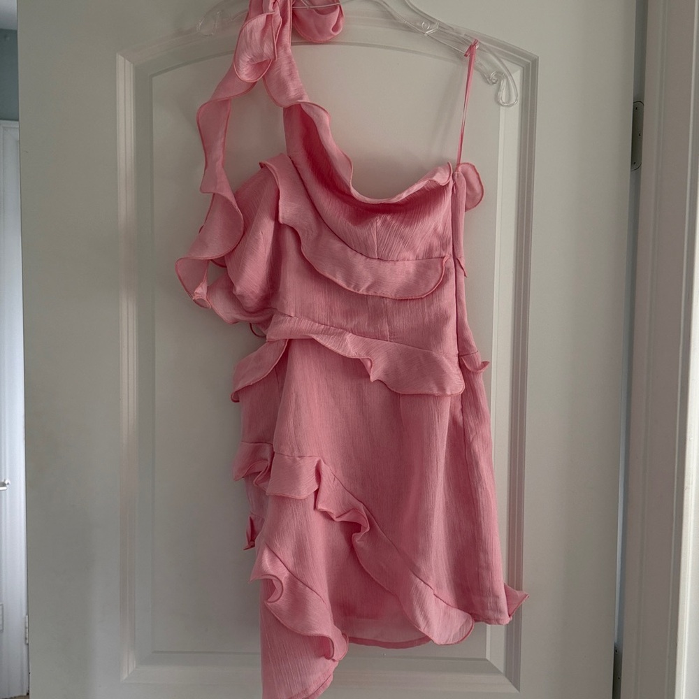 NWT Pink Ruffled One Shoulder Dress